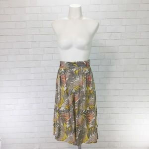 Vintage High Waist Skirt Med Tropical Ferns EUC